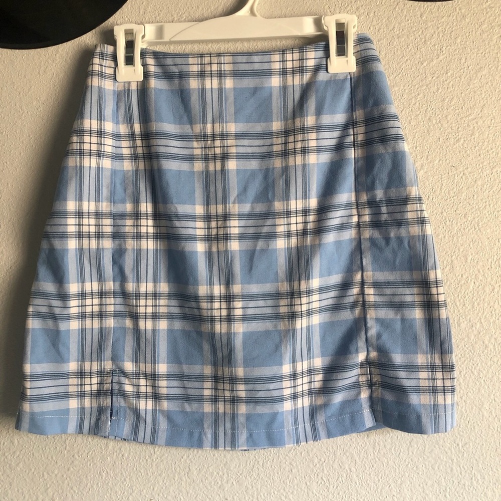 brandy melville plaid blue skirt